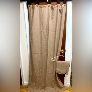 Khaki and Brown/Dark Beige with Button Detail Curtains Set (2 Panels)